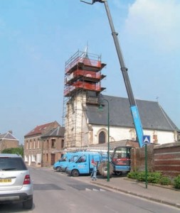 Une des spécialités de l’entreprise : la restauration de clochers d’église.