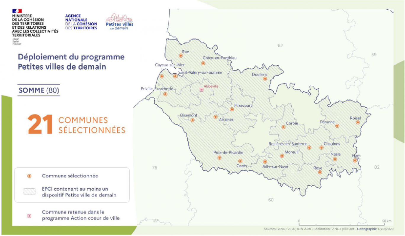 Somme : 21 communes retenues au programme "Petite ville de demain"