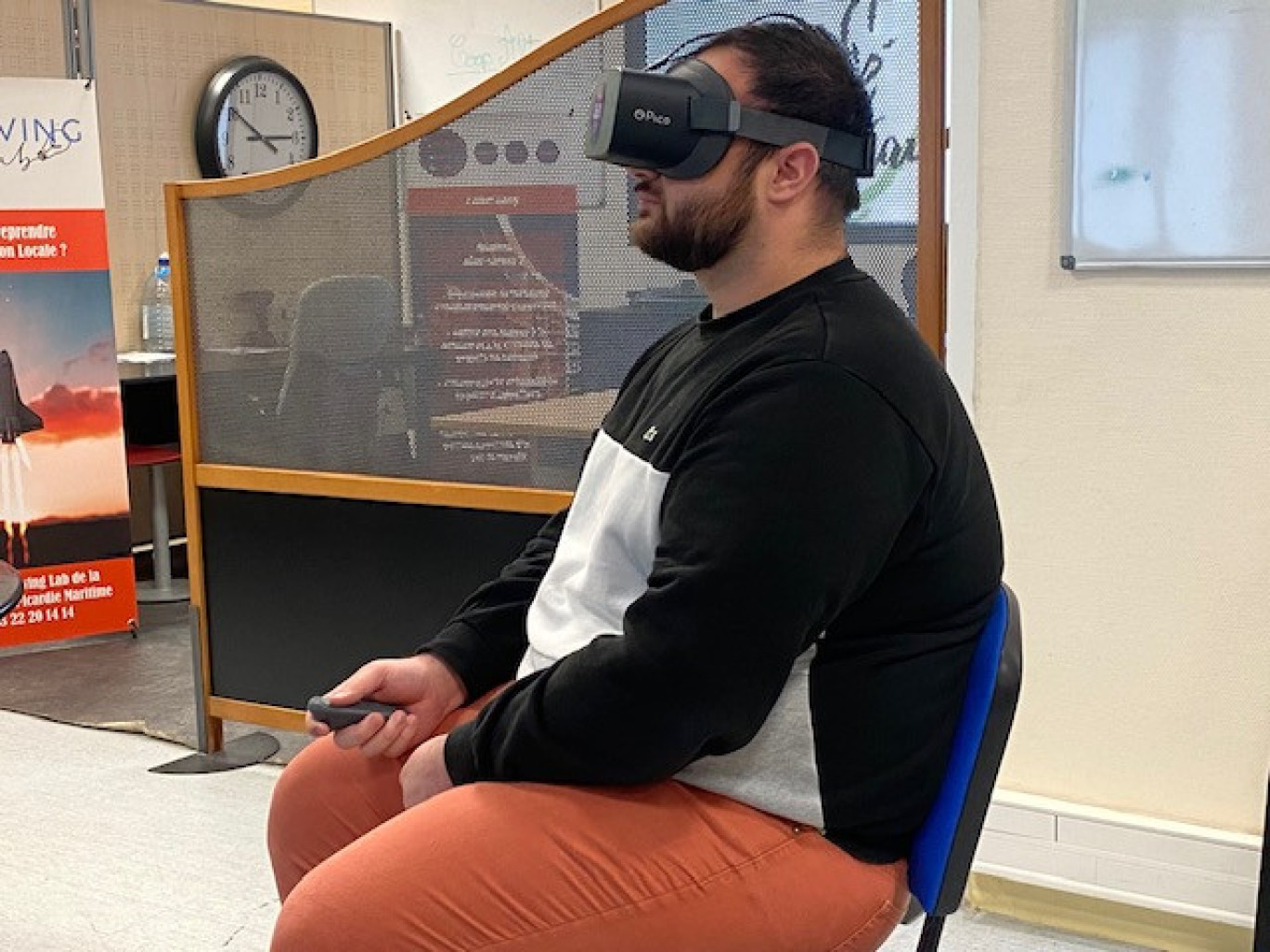 L’immersion est totale grâce au casque de réalité virtuelle.