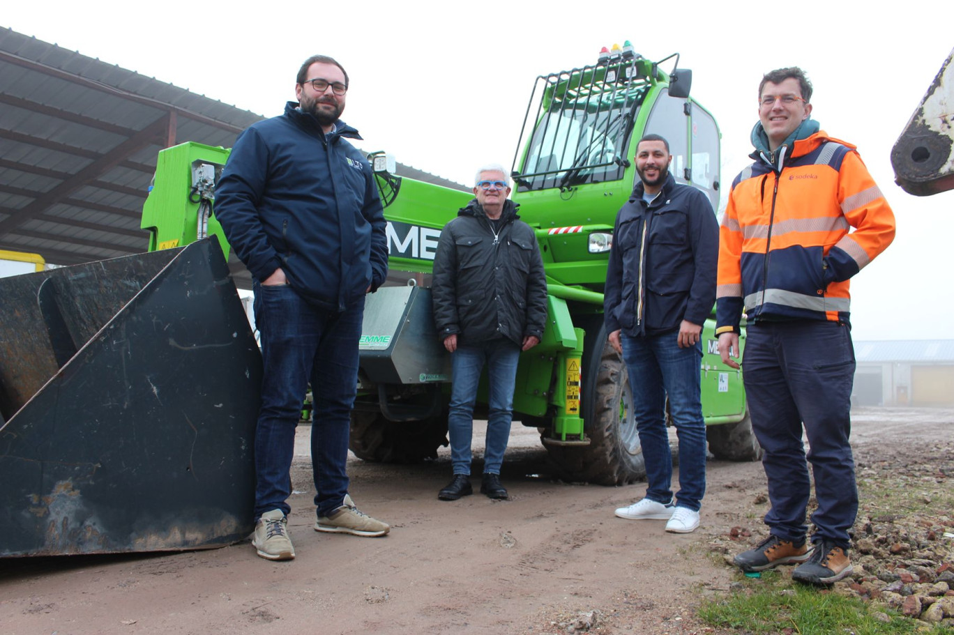 Pierre Leroy (responsable RSE et logistique), Eric Fourmanoir (directeur général), Ilias Kerrout (directeur d'exploitation) et Pierre Colson (directeur commercial), ici à Sodeka, rue Gutenberg à Amiens.