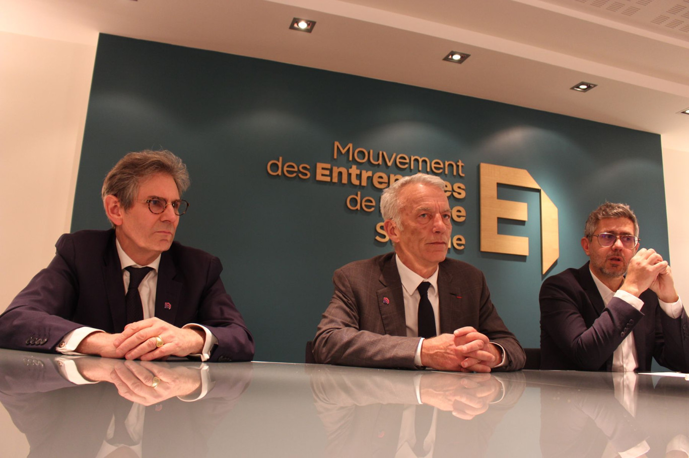 Stéphan de Butler d'Ormond, Patrick Martin et Nicolas Blangy réunis au siège du Medef 80 à Amiens.